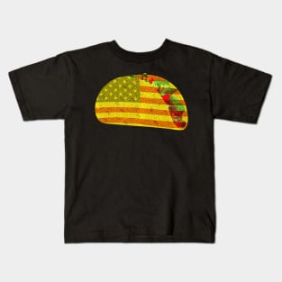 Patriotic Taco Lover USA American Flag Funny 4th of July Kids T-Shirt